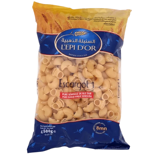 Pâte escargots N°1 500Gr L’EPI D’OR مقرونة ببوش رقم1 500غرام السنبلة الذهبية