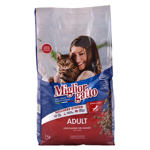 Livraison Croquettes pour chat Foie de boeuf MIGLIOR GATTO 2kg كروكيت للقطط بالكبد البقري ميجليور جاتو 2 كجم courses en ligne Gabes Tunisie supermarché vente epicerie en ligne livraison anima